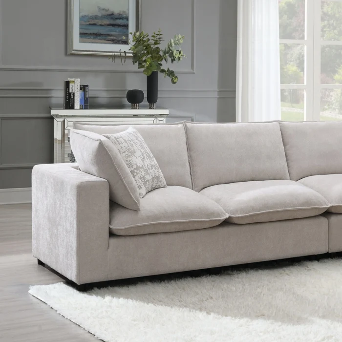 Marisa 8 Pc Modular Beige Boucle Sectional - Image 4