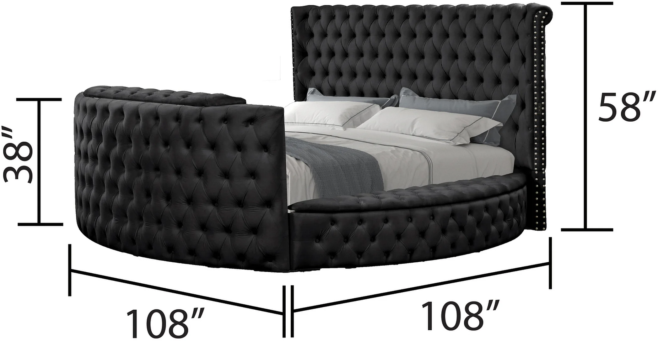 Maya Velvet Upholstered Bed Built in TV Stand - Image 6