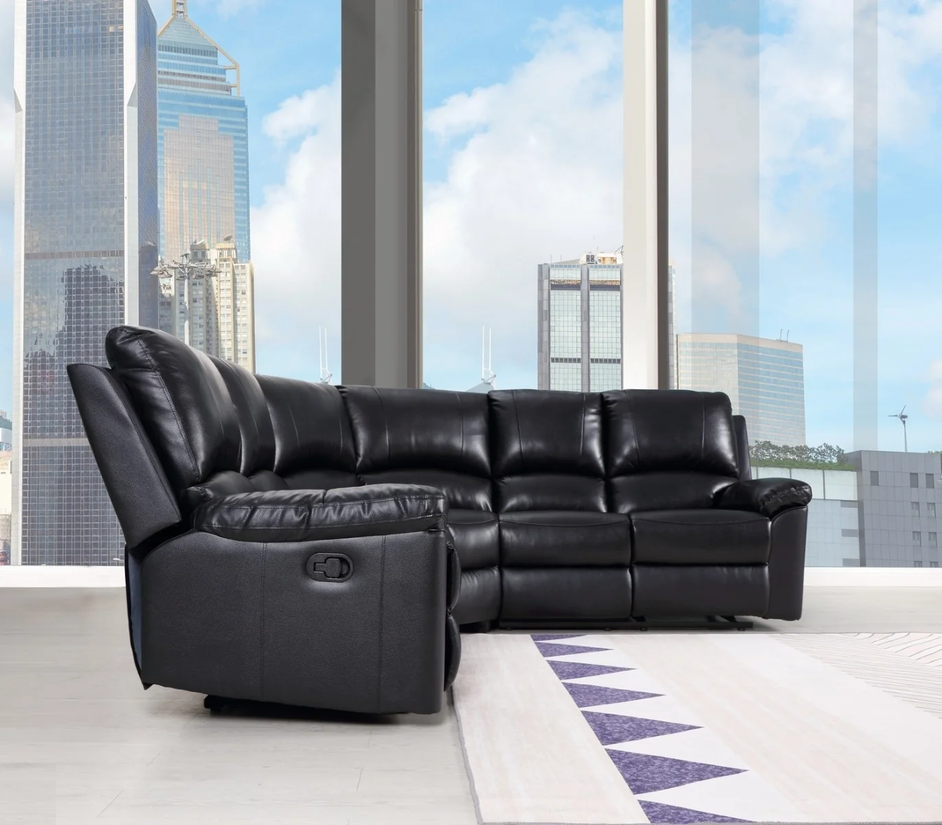 Melinda Power Motion Sectional - Black Leather Air - Image 3