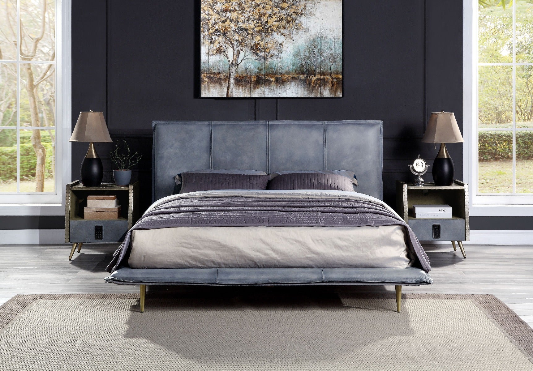 Metis Industrial Style Bed - Buttery Soft Top Grain Leather - Image 7