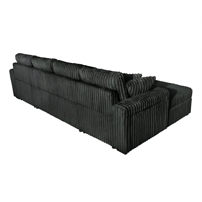 Milton Green Corduroy U-Shaped Pull Out Sectional - Image 4