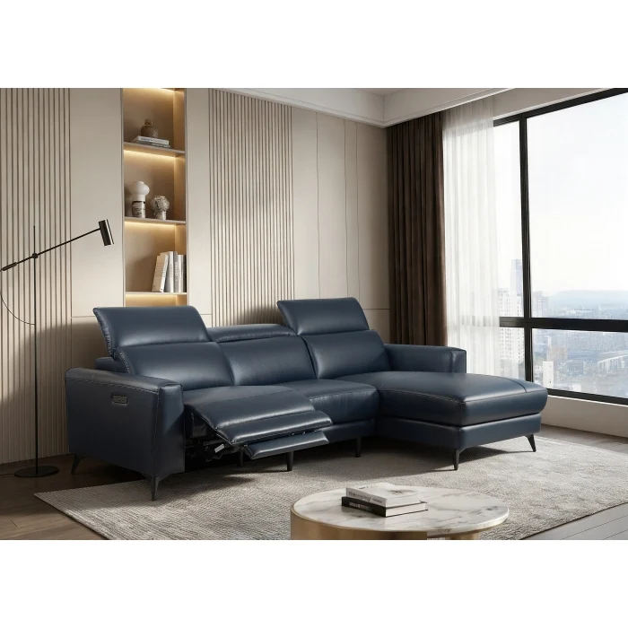 Milton Greens Genuine Leather RHF Chaise Sectional - Image 3