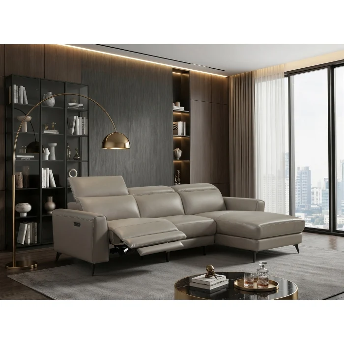 Milton Greens Genuine Leather RHF Chaise Sectional - Image 4