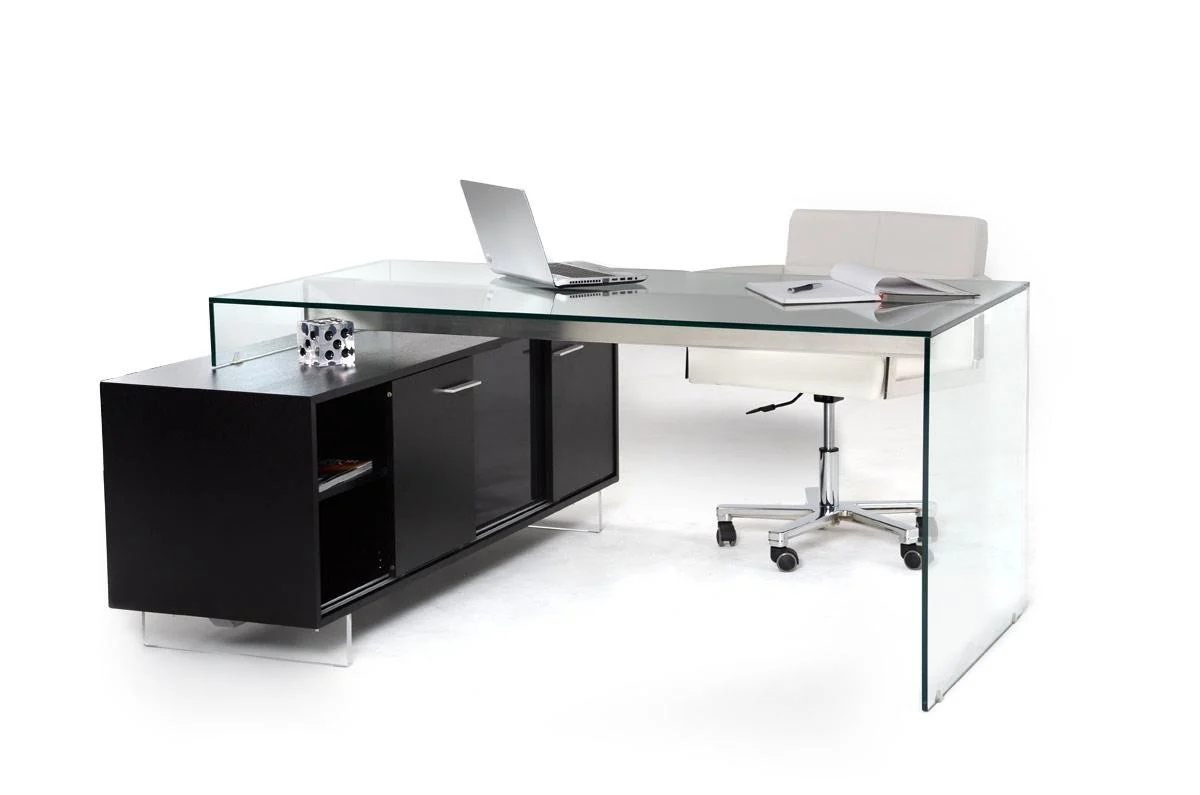 Alaska Modern Desk by VIG - Glass Table & Side - Image 2