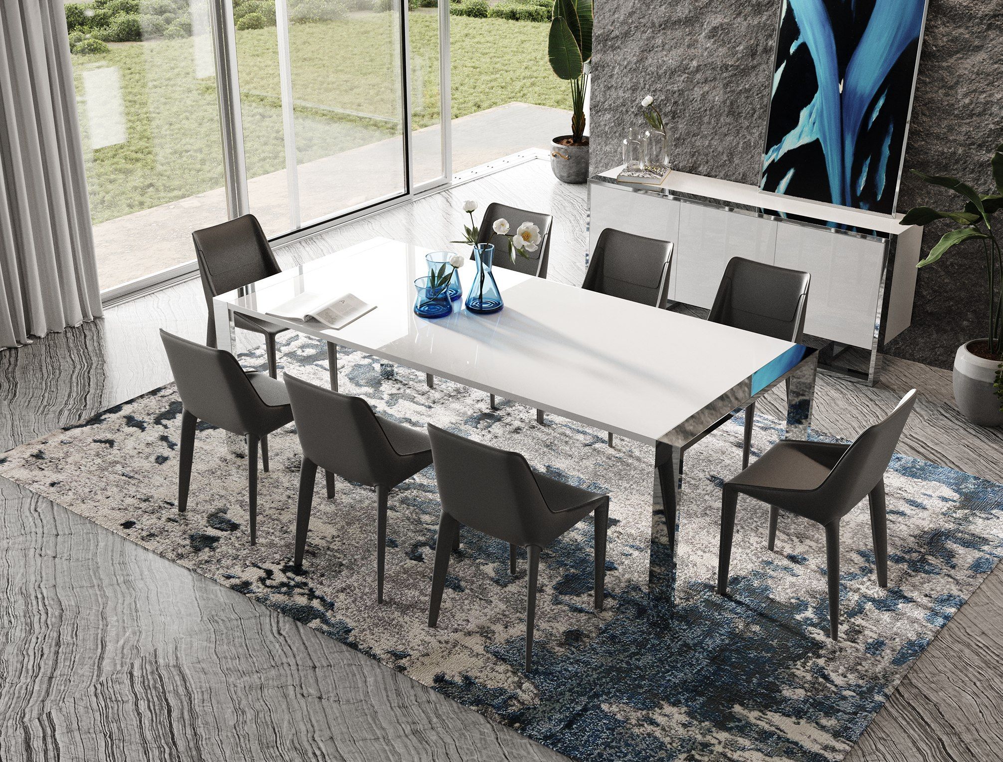 Modrest Fauna White High Gloss Dining Table - Image 4