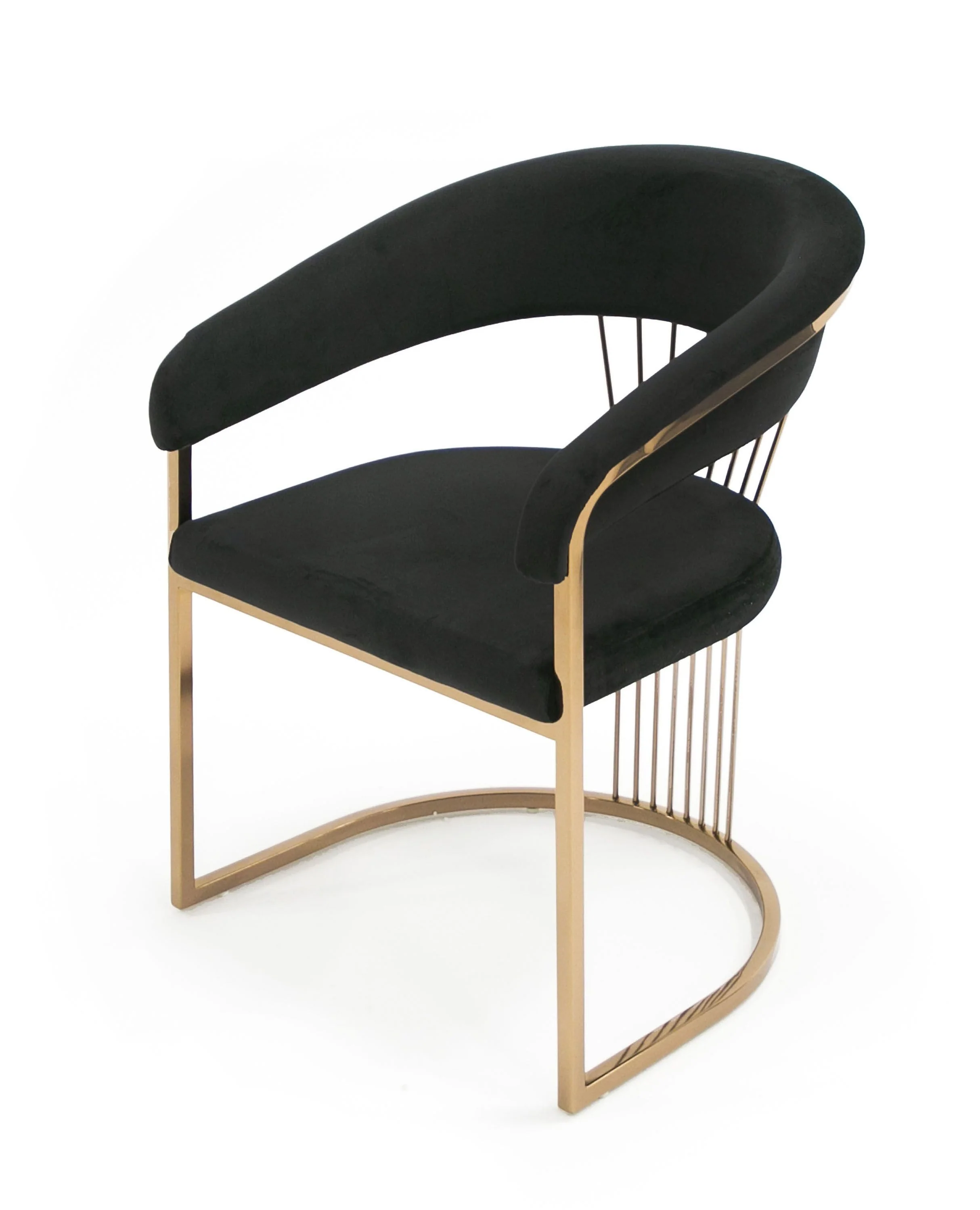 Modrest Linda Modern Black Velvet & Rosegold Dining Chair - Image 2
