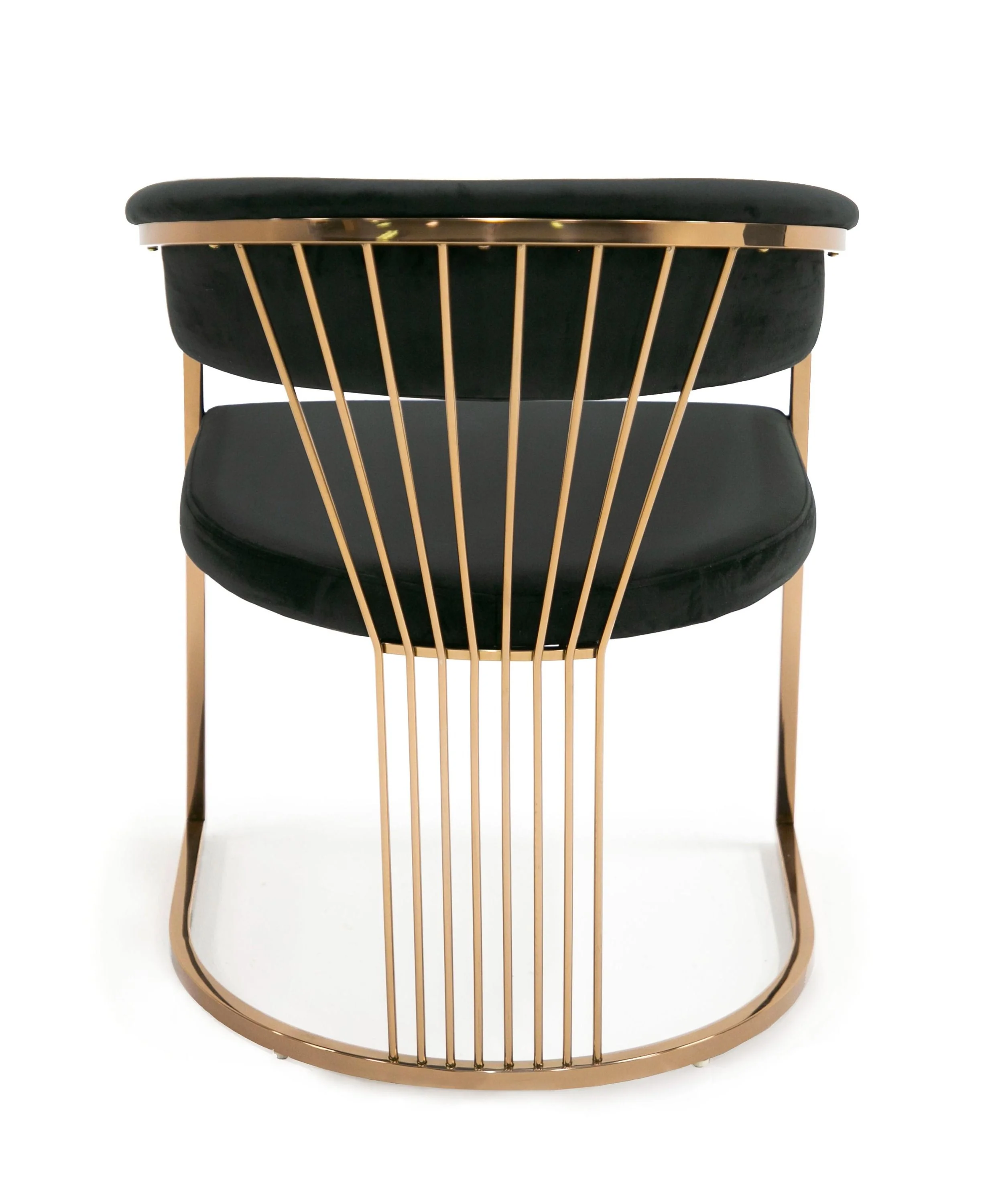Modrest Linda Modern Black Velvet & Rosegold Dining Chair - Image 3