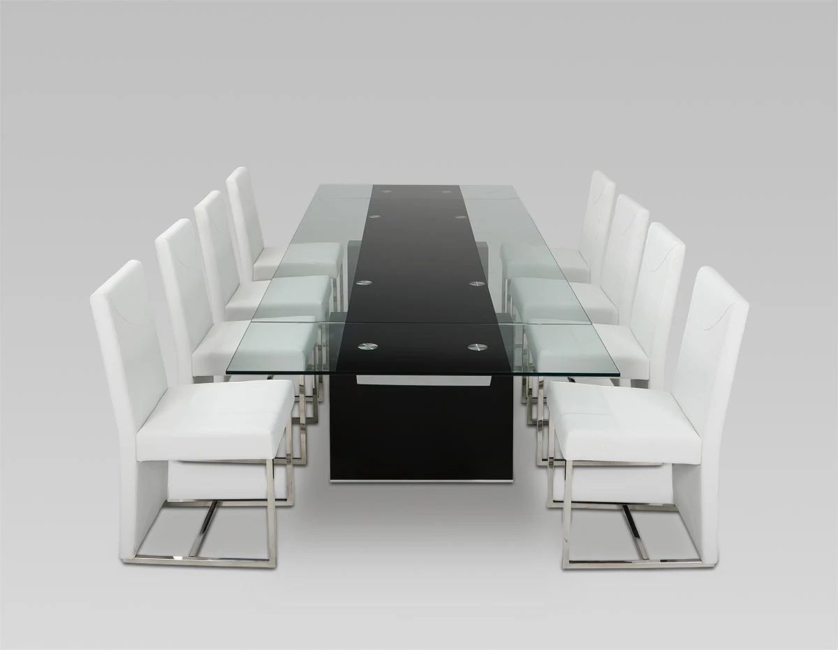 Modrest Lisbon Dining Collection - Extentable Glass Table - Image 4