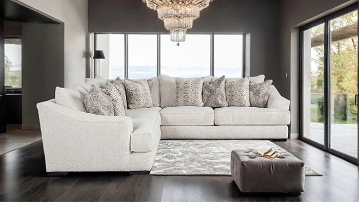 Moorpark Off-White Boucle Sectional by FOA - Image 2