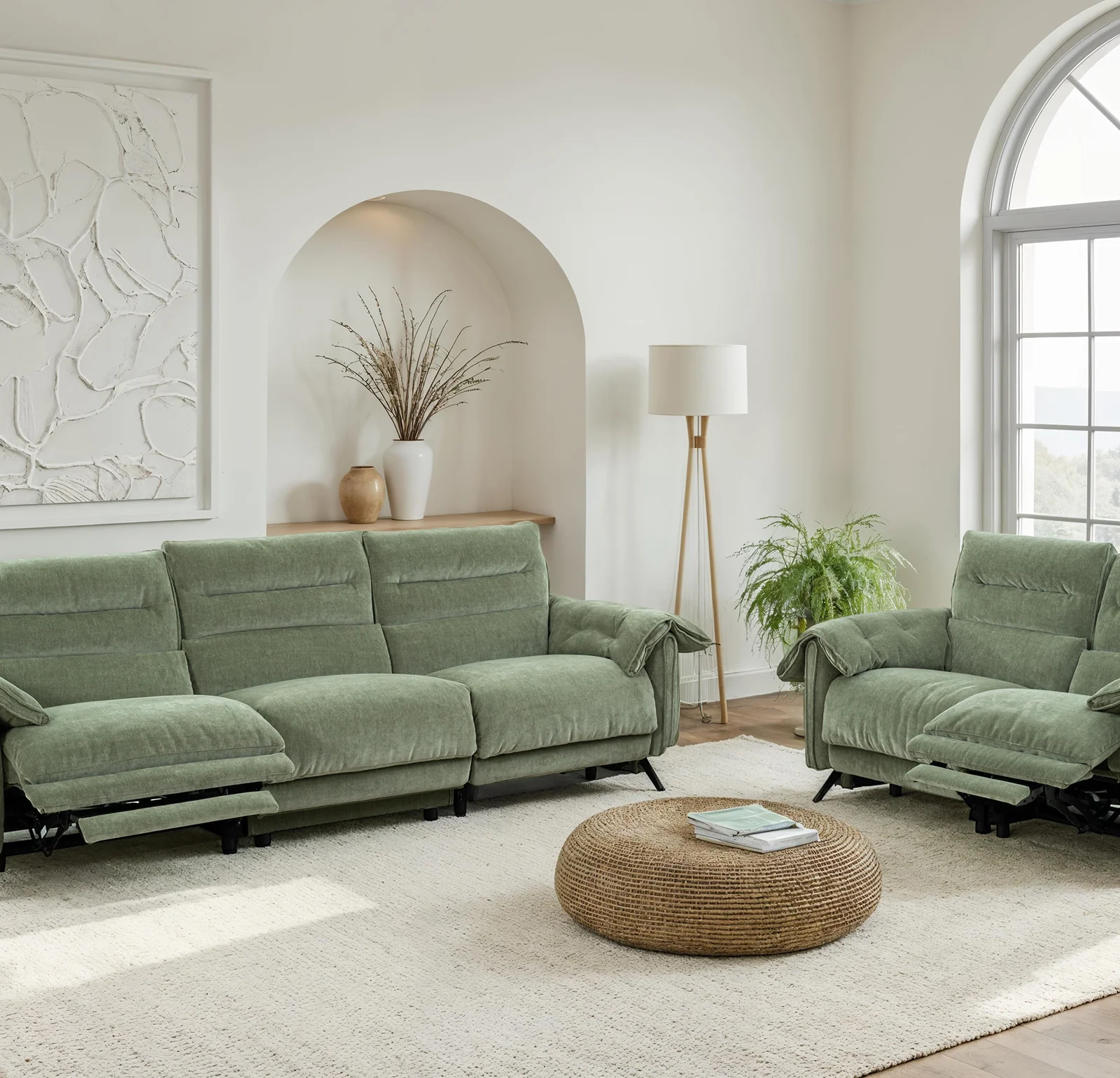 Morley Green Oversized Power Sofa & Loveseat