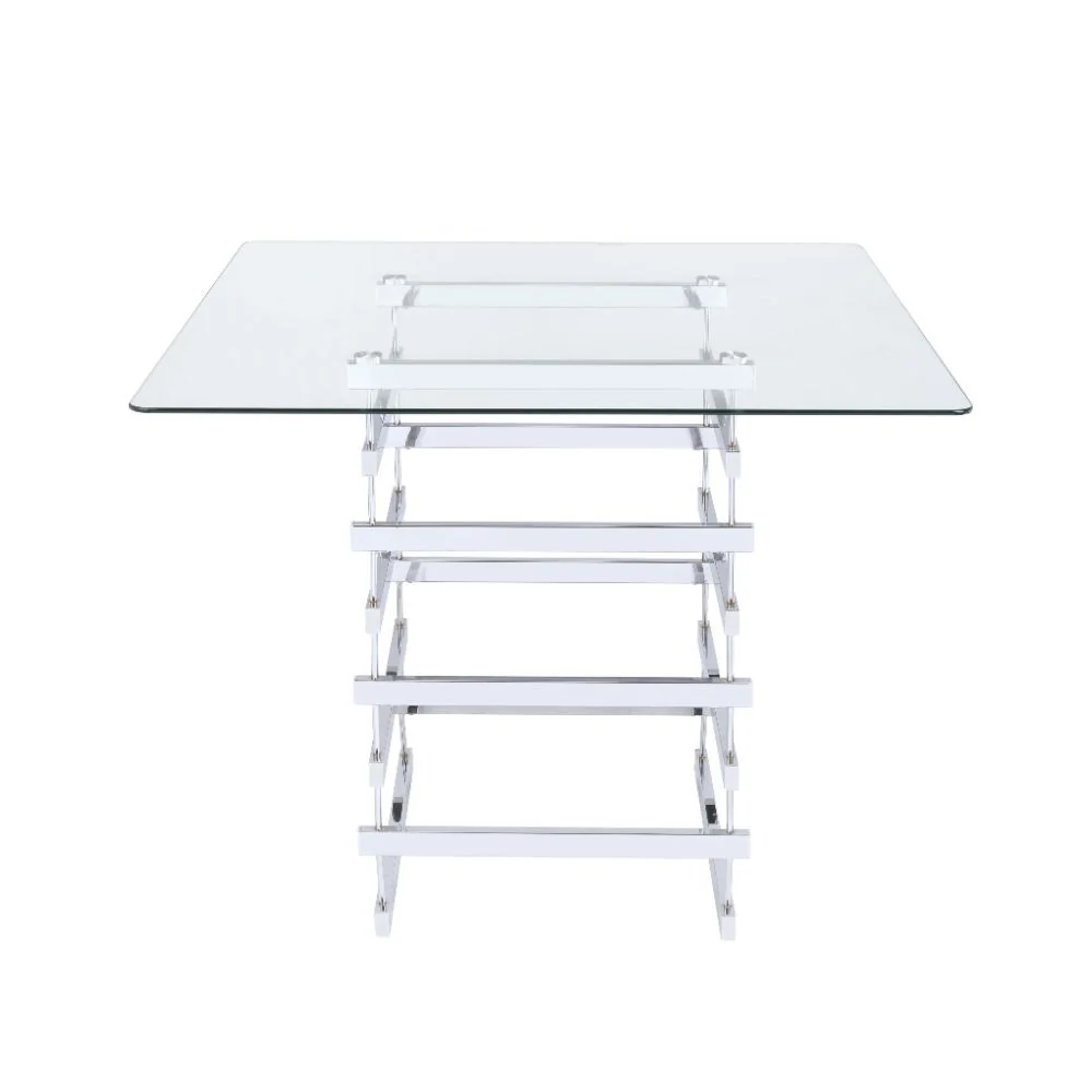 Nadie 5 Pc Dining Collection - Clear Glass & Chrome - Image 3