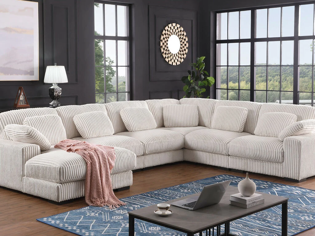 Nadine Beige Corduroy Corner Sectional 89160 - Image 2