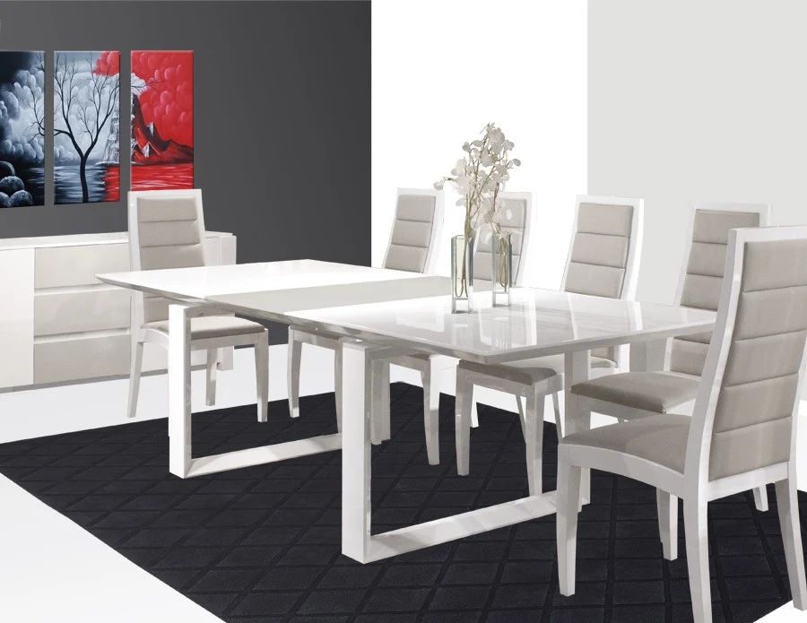 Natalia White Lacquer Dining Collection