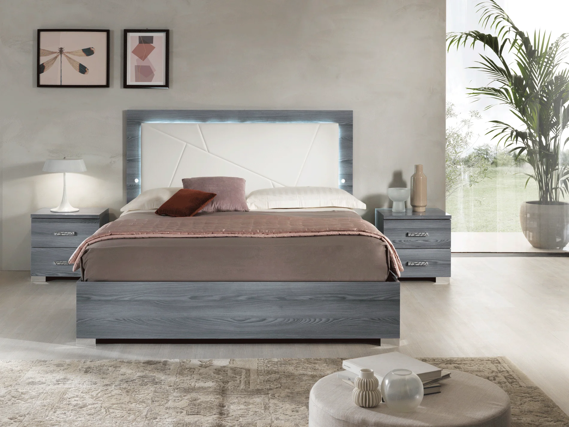 Nicole Grey 4 Pc Bedroom Set w/LED Light - Image 2
