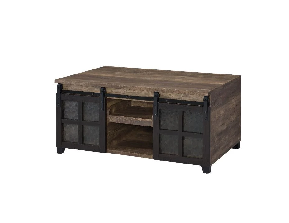Nineel Rustic Sliding Barn Door Coffee Table - Image 2