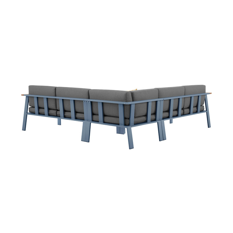Armen Living Nofi Outdoor Sectional - Gray Cushions - Image 4