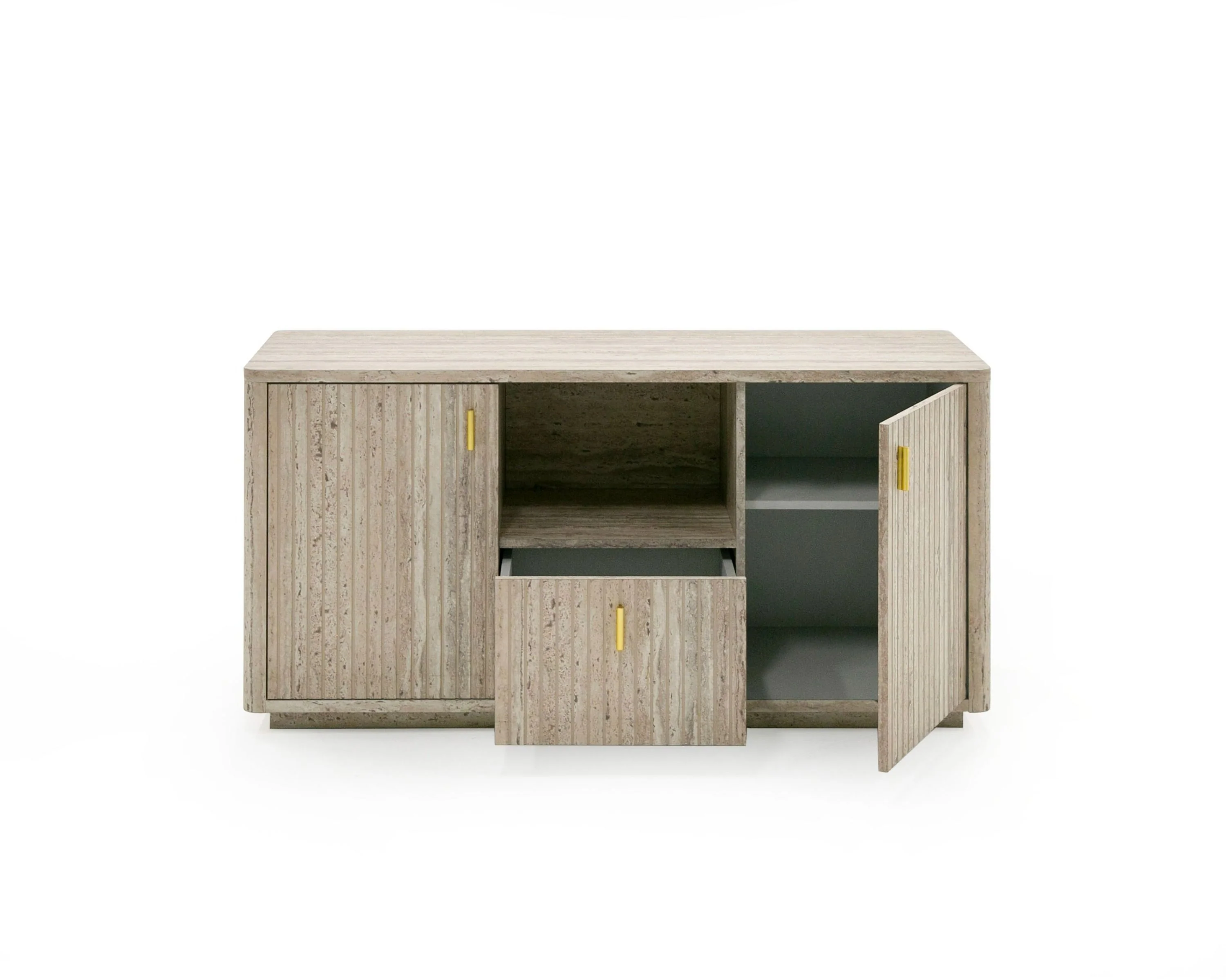 Nova Domus Roma - Modern Faux Travertine File Cabinet - Image 4