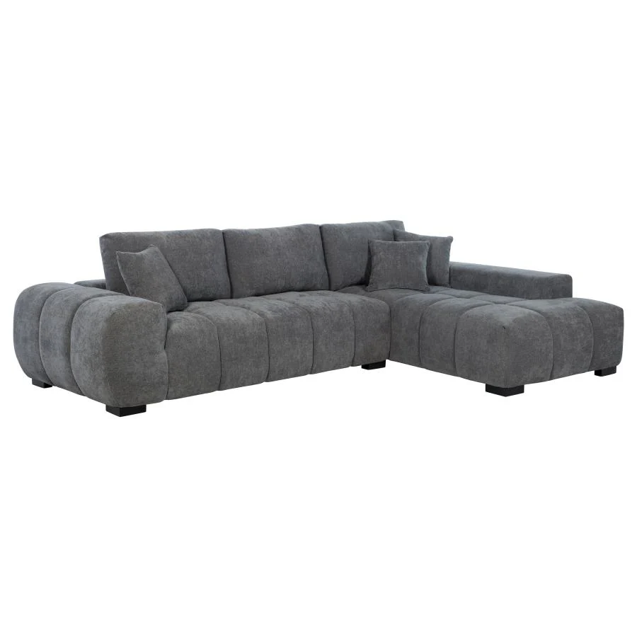 Octavia Upholstered Sectional Chaise - Charcoal Gray - Image 2