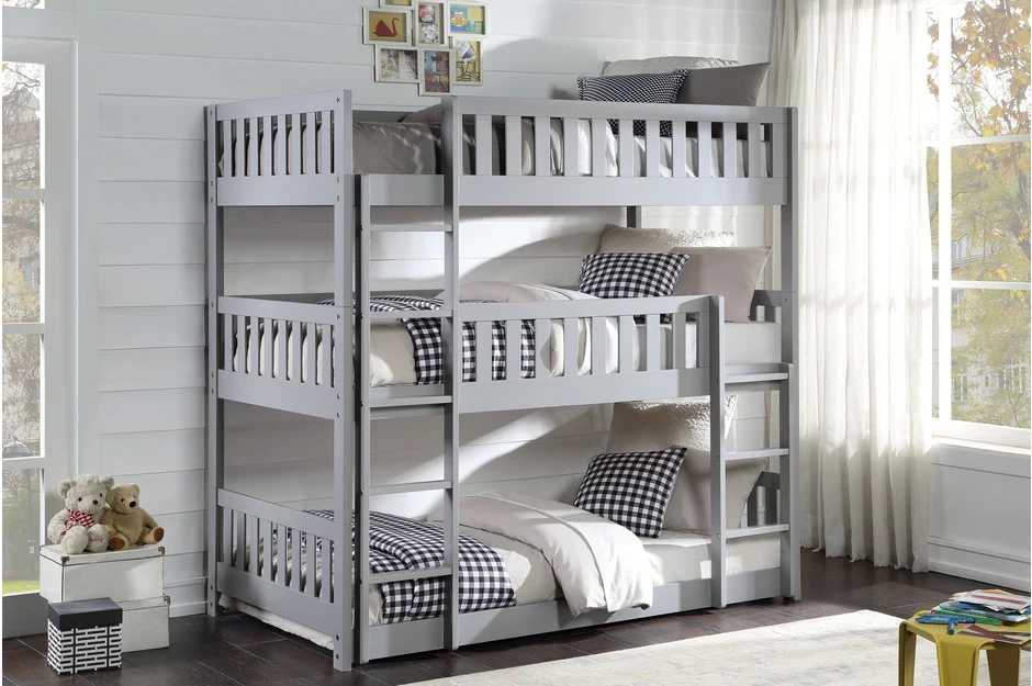 Orion Gray Triple Twin Bunk Bed