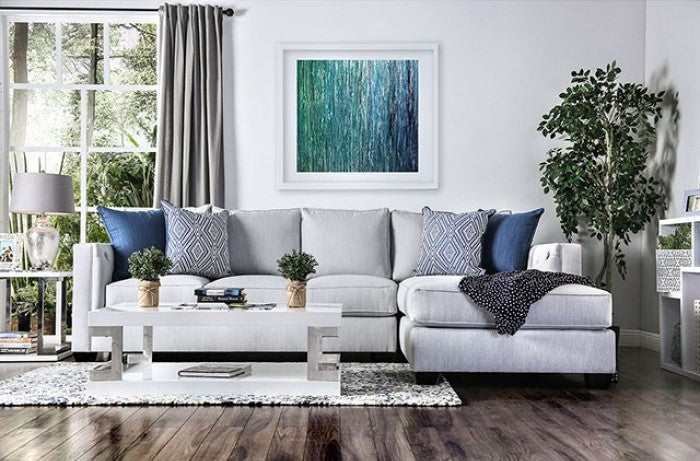Ornella Light Gray Sectional - Furniture of America - Image 3