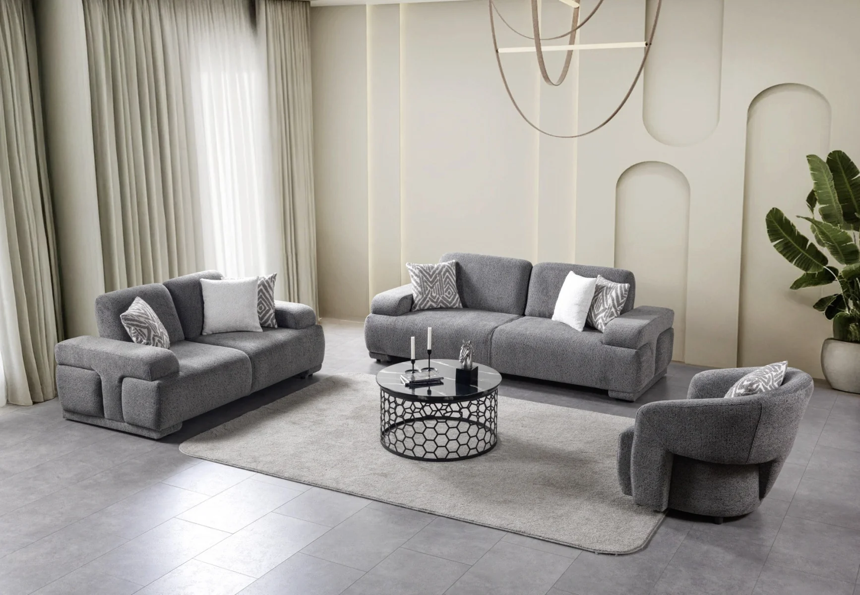 Pablo Gray Boucle 2 Pc Sofa Set - Image 2