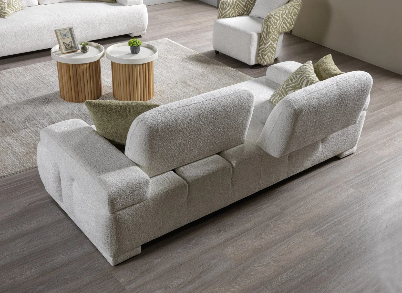 Pablo White Boucle 2 Pc Sofa Set - Image 5
