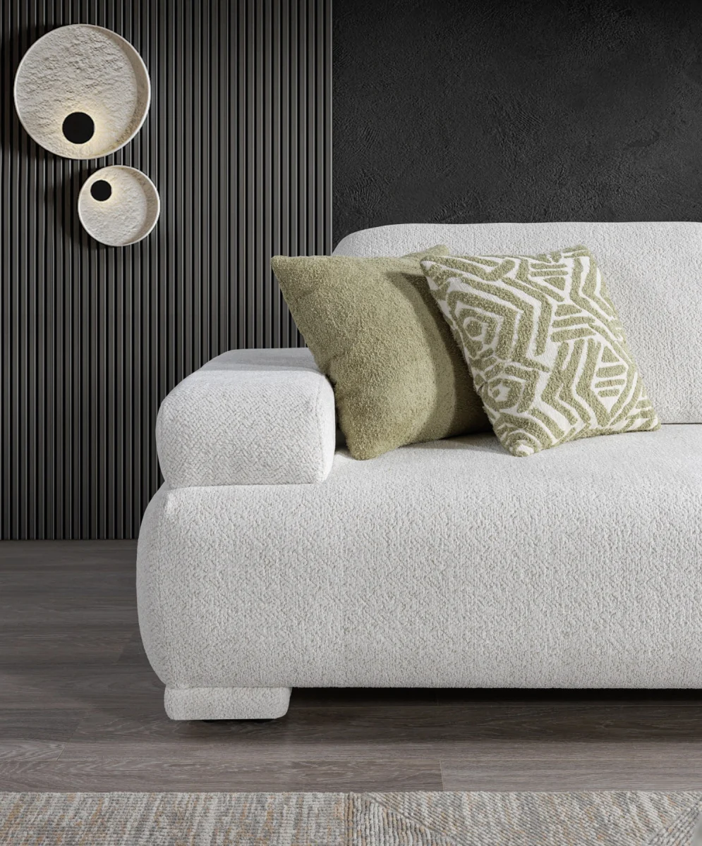 Pablo White Boucle 2 Pc Sofa Set - Image 7