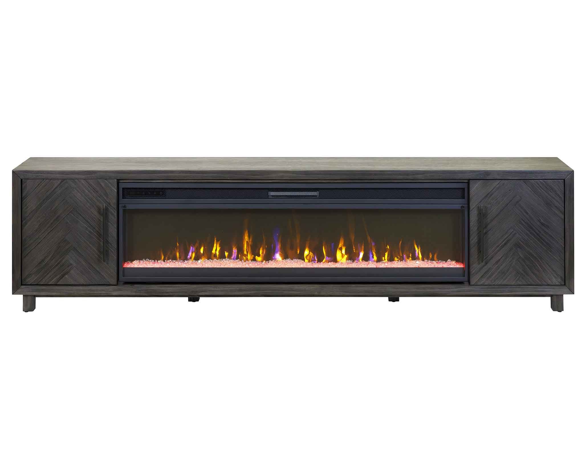 Palisades 96" Gray TV Console w/Fireplace - Image 3