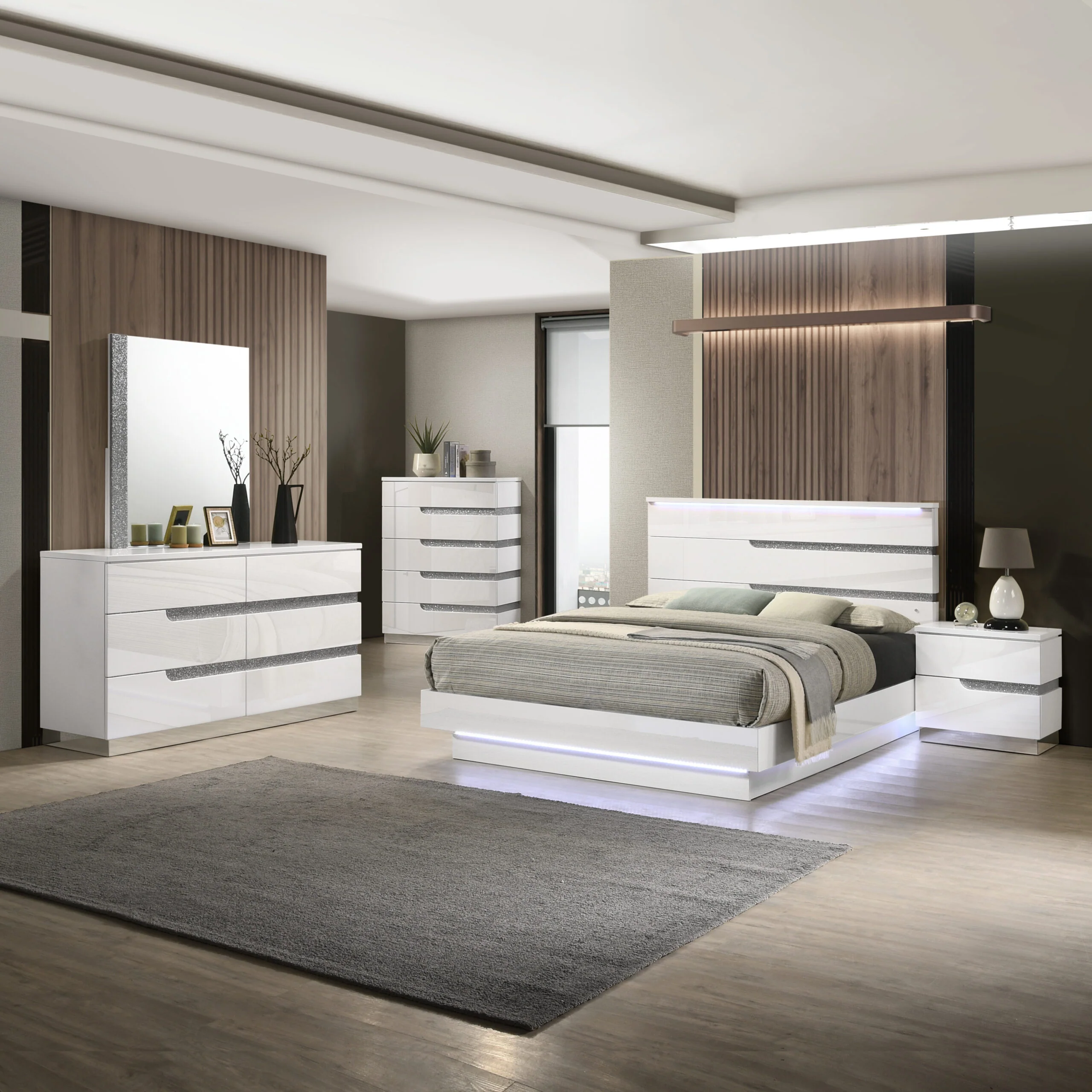Paradox 4 Pc LED Bedroom Set by New Classic
