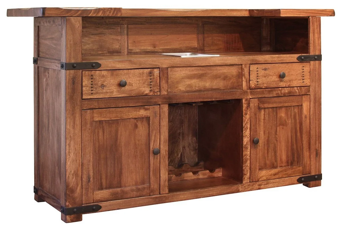 Partota Solid Wood Bar with Mirror & Stools - Image 2