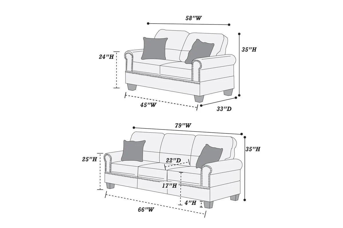 F7877 Sofa & Love Seat Poundex - Black or Brown - Image 4