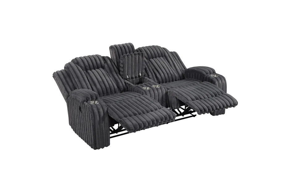 Phyllis Gray Corduroy 2 Pc Sofa Set 8348DGY - Image 10