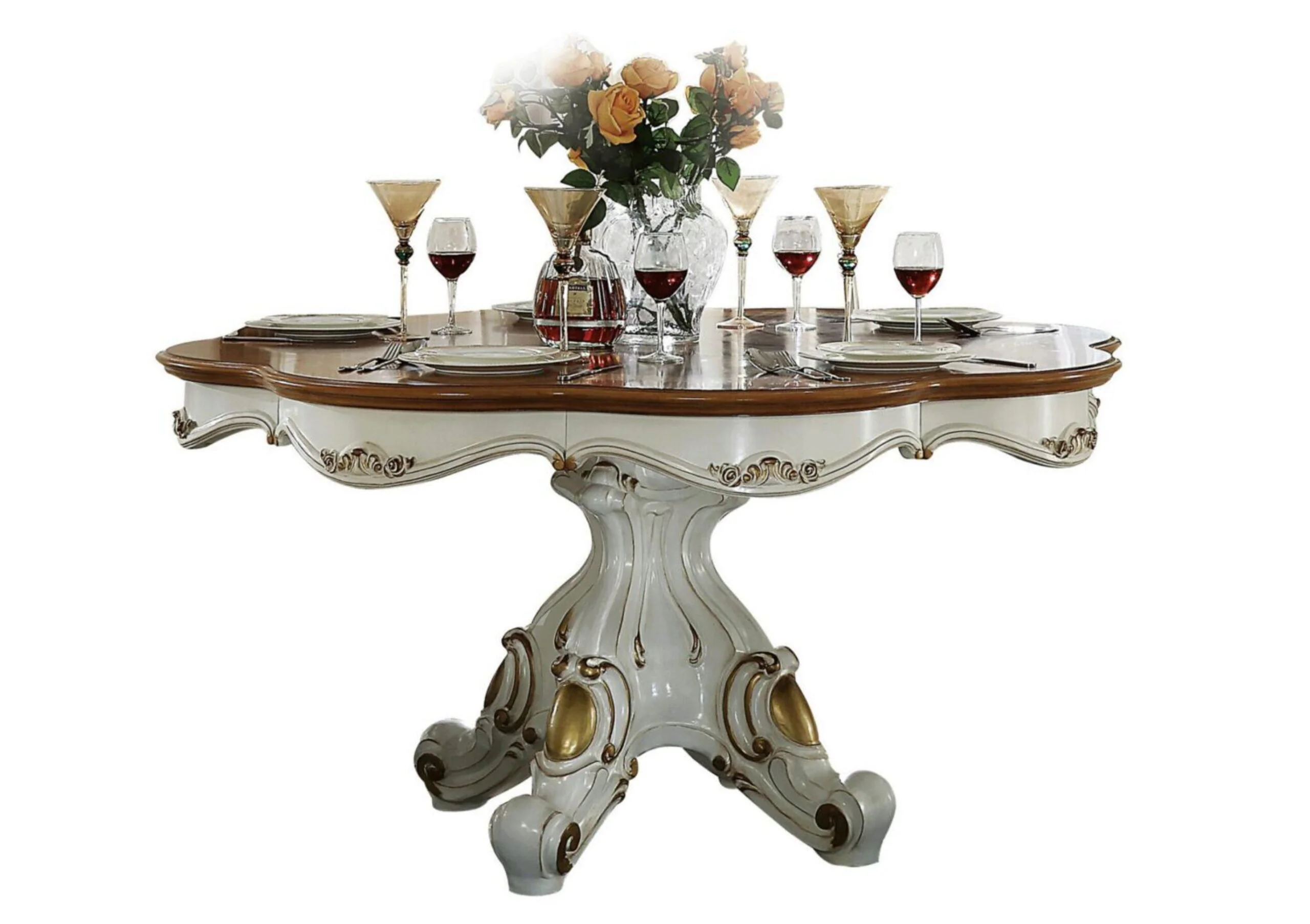 Picardy Round Dining Table - Antique Pearl + Cherry Oak - Image 2