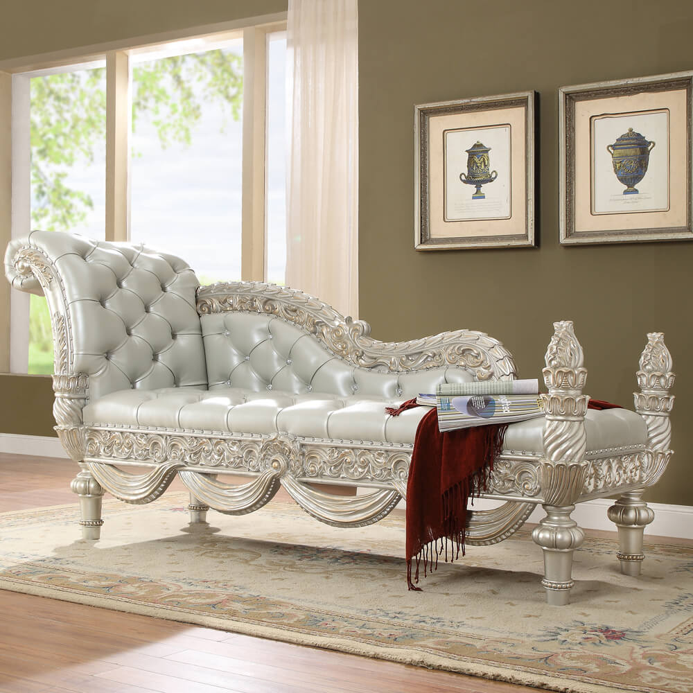 HD-8088 Silver Leather Bench