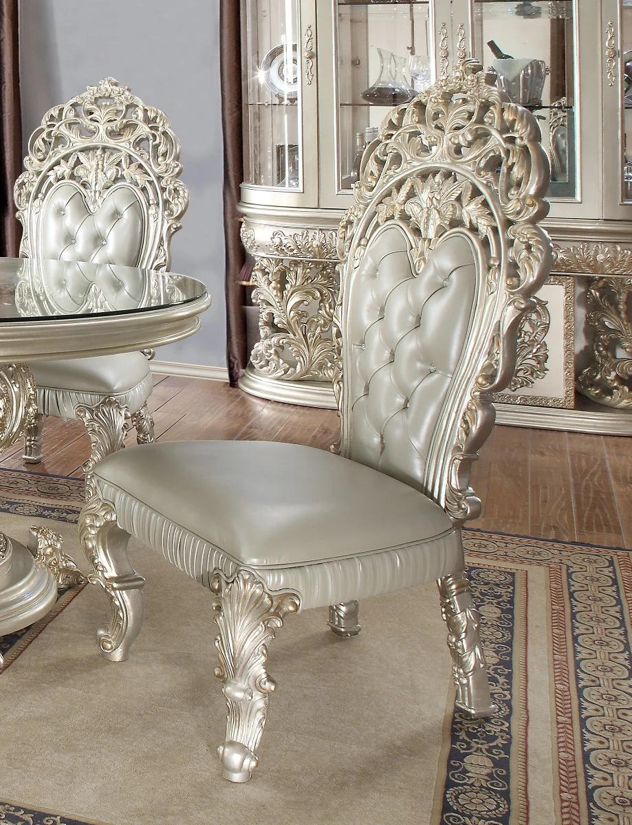Homey Design HD-8088 Silver Round Dining Set - Image 3