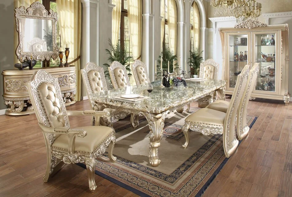 Homey Design HD8022 Dining Set Belle Silver