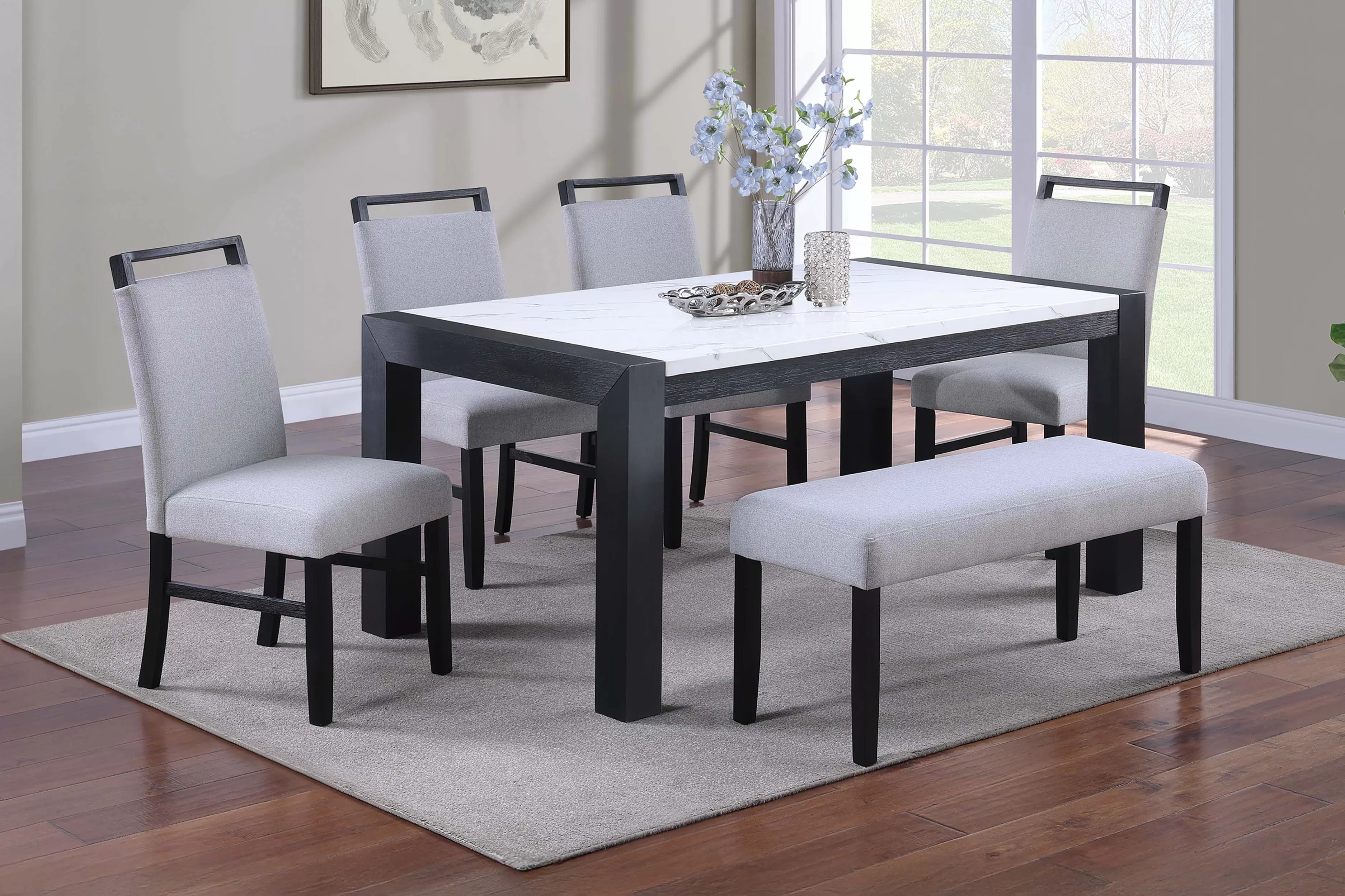 Poundex F2704 Modern 6-7 Pc Dining Set