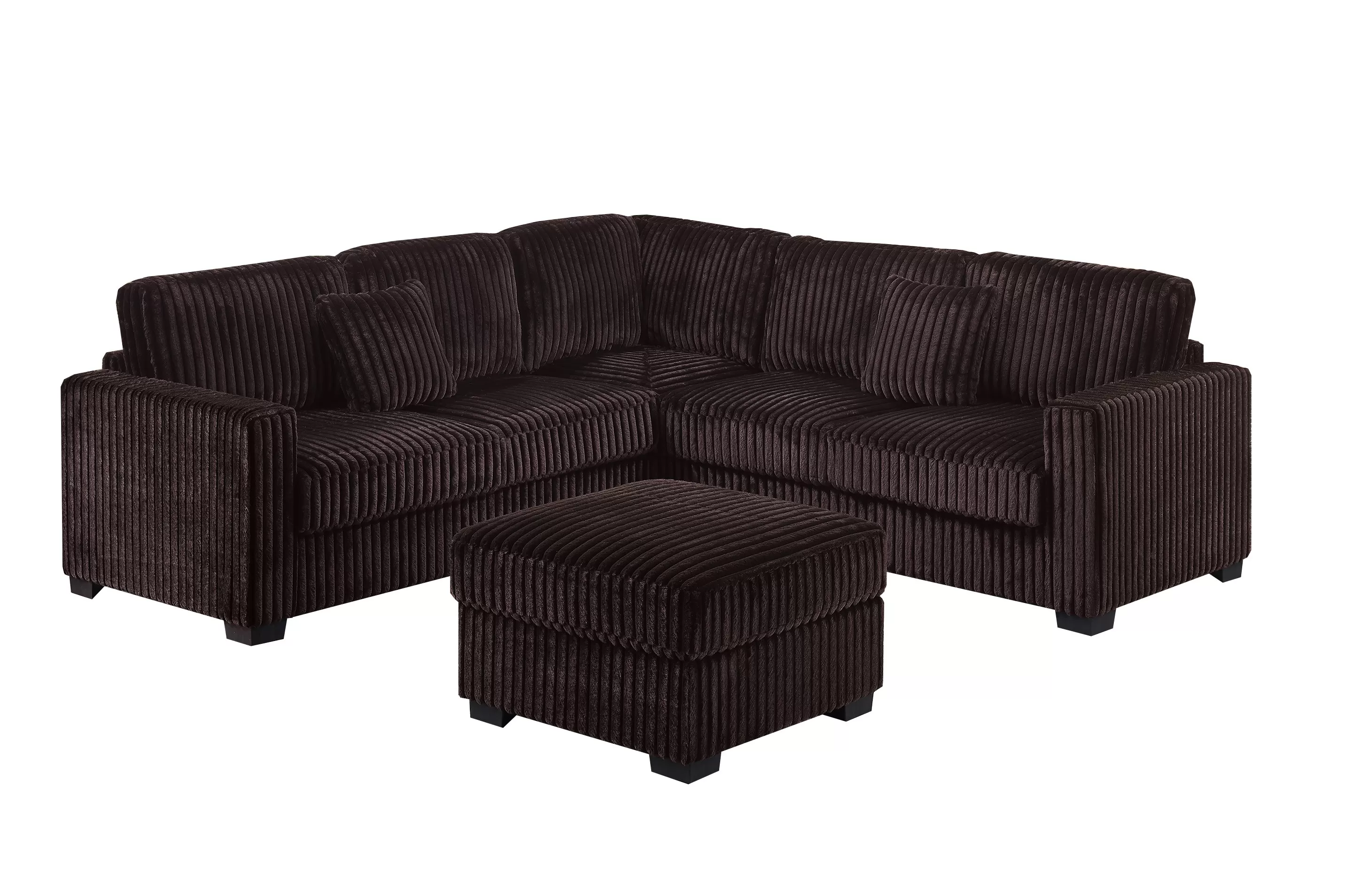 Poundex F8354 Coffee Jumbo Corduroy Sectional - Image 2