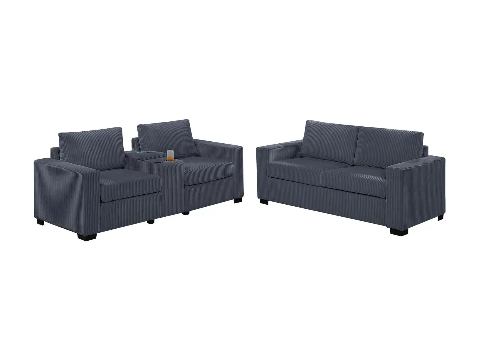 Poundex F8459 Corduroy 2 Pc Sofa Set - Image 2