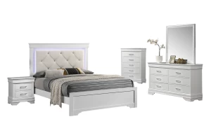 Poundex F9665 White LED King 4 Pc Bedroom Set - Image 2