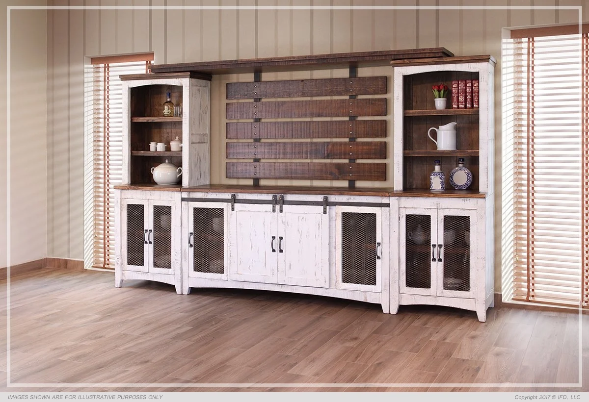 Pueblo White Distressed Finish Wall Unit - IFD360 - Image 3