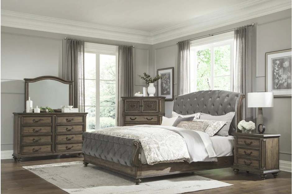 Rachelle Weathered Pecan 4 Pc King Bedroom