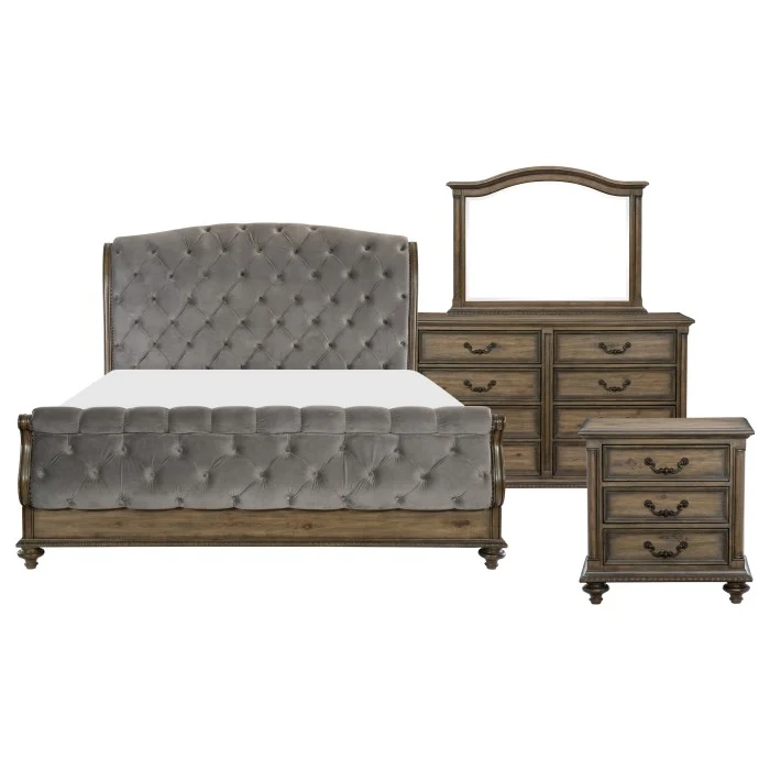 Rachelle Weathered Pecan 4 Pc King Bedroom - Image 2