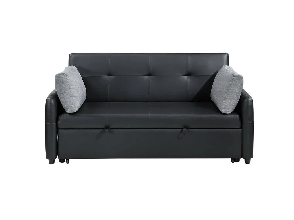Radella Black PU Leather Convertible Sleeper Sofa - Image 4