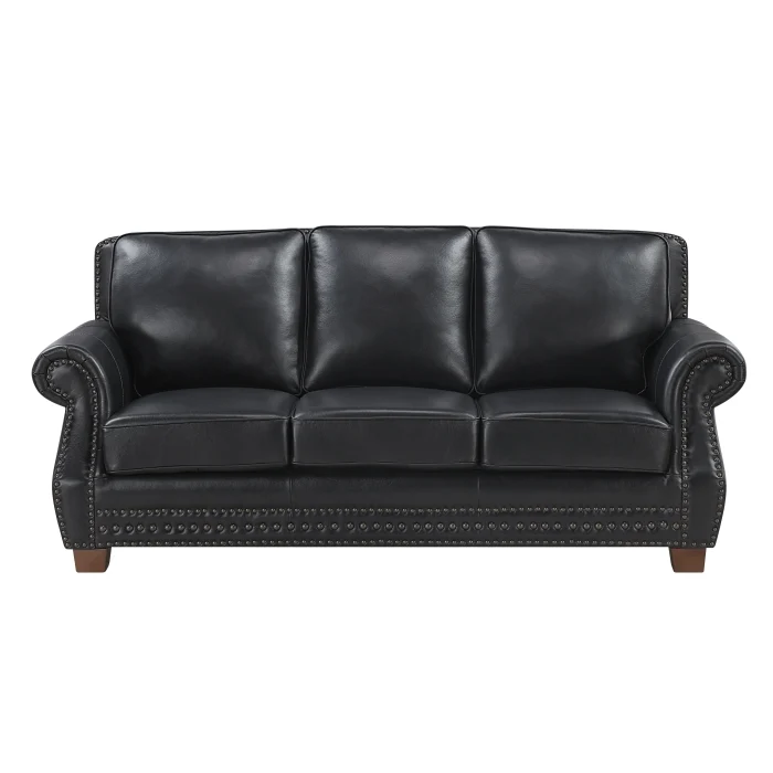 Remington Black Genuine Leather 2 Pc Sofa Set - Image 11