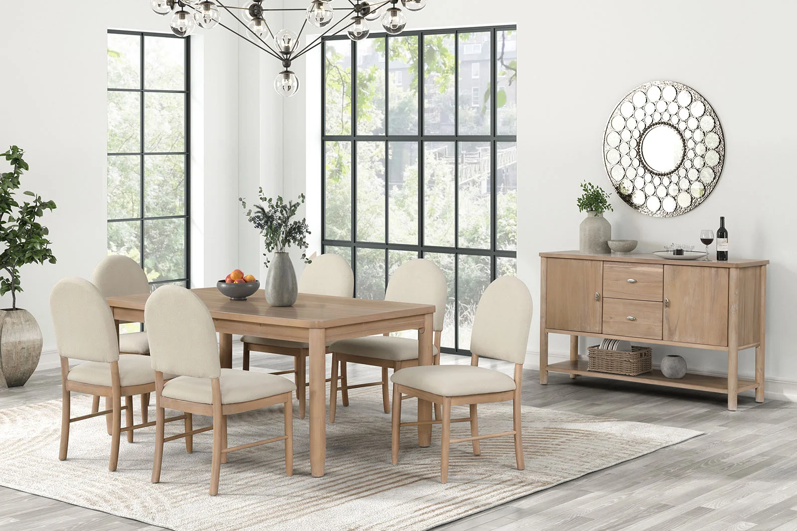 Rheinfall 7 Pc Natural Finish Dining Collection