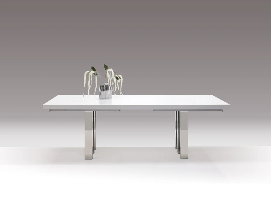 Roma Dining Table White Lacquer & Chrome - Image 2