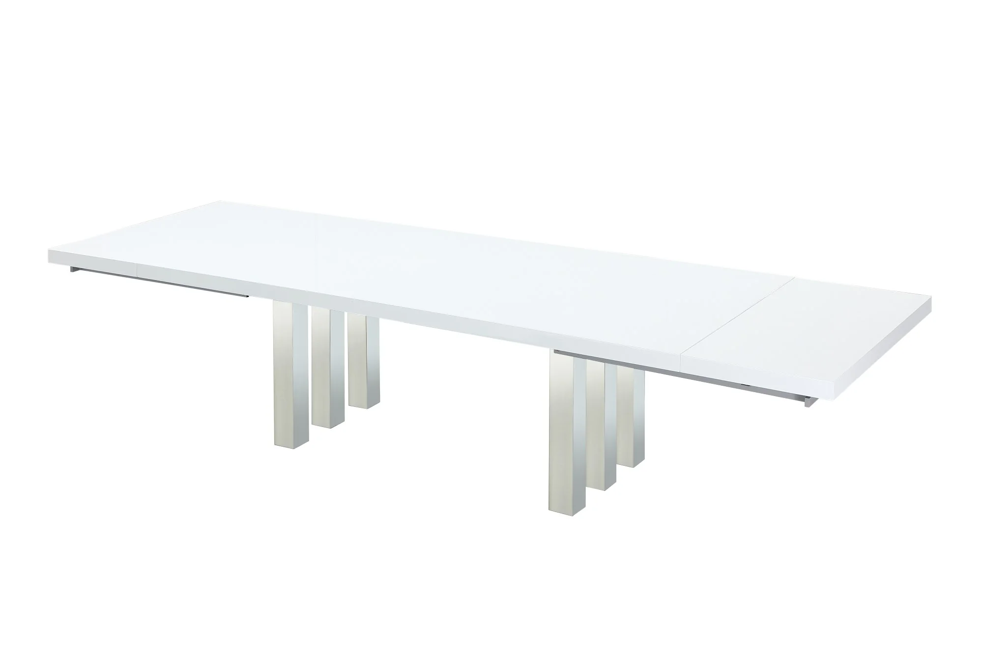 Roma Dining Table White Lacquer & Chrome - Image 3