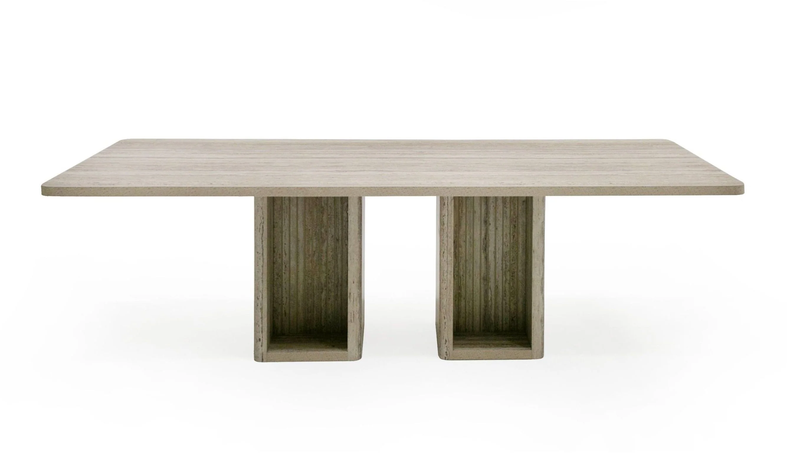 Roma Modern Travertine Rectangular Dining Table - Image 4