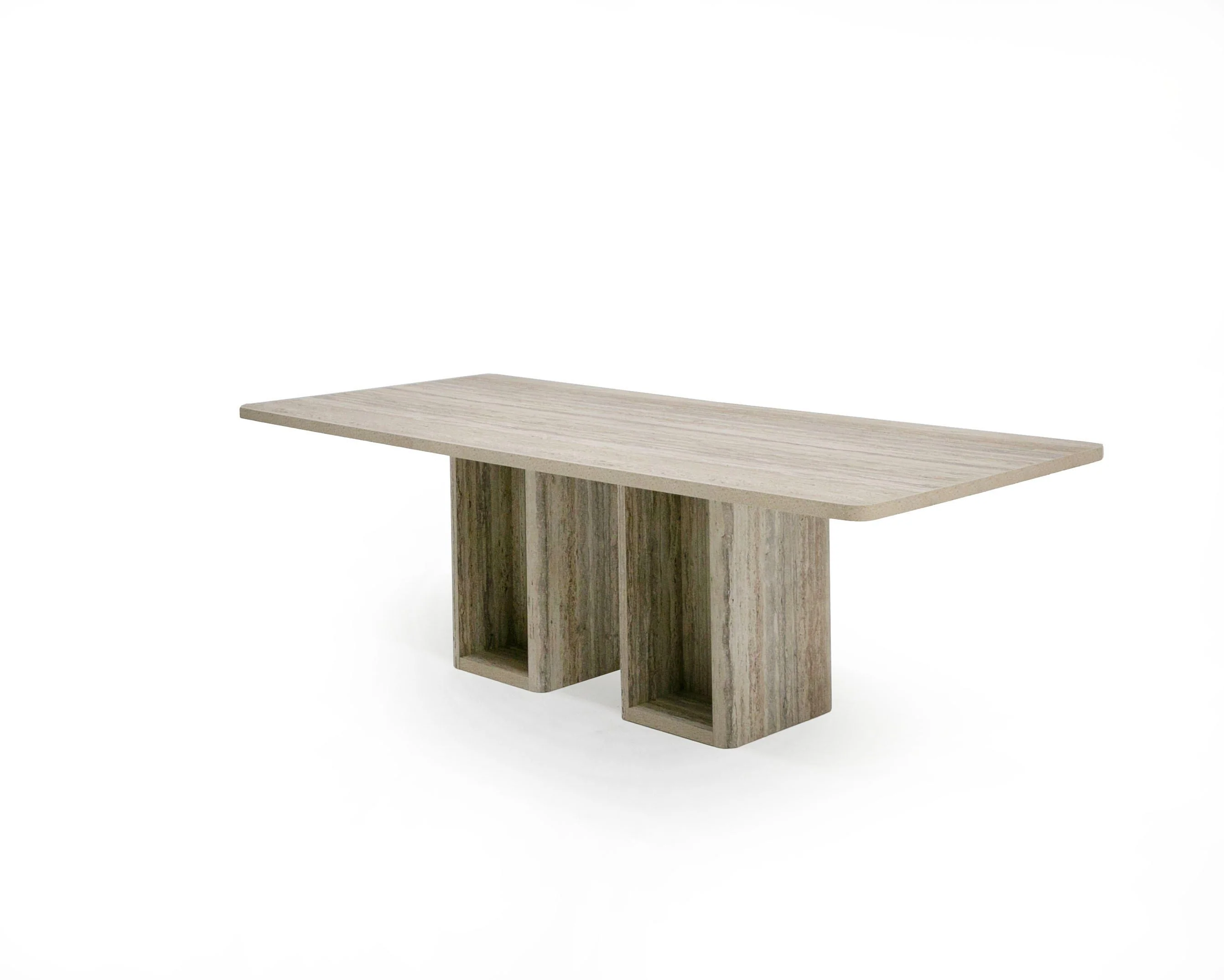 Roma Modern Travertine Rectangular Dining Table - Image 7